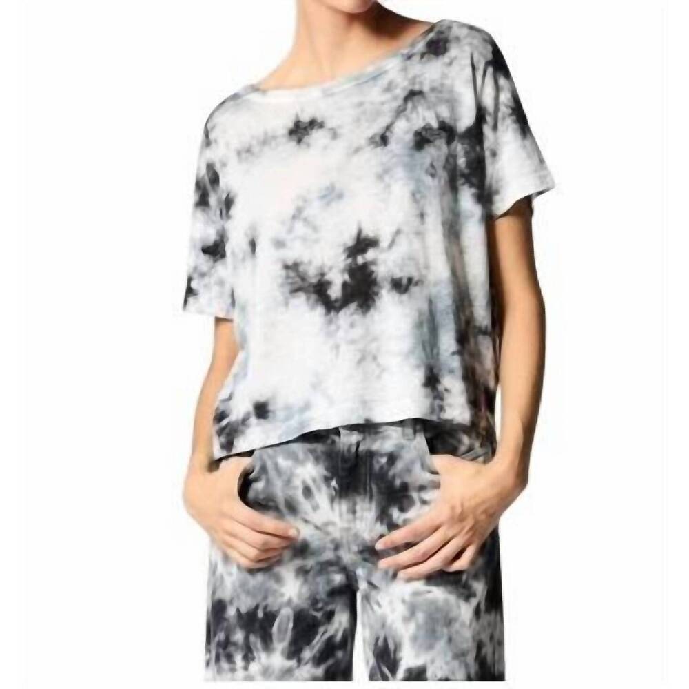 NEW AVANT TOI hand painted linen round neck tee in ghiaccio